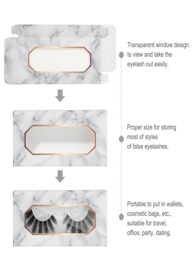 MAGEFY 30 Pieces Eyelashes Packaging Box, Empty Eyelash Boxes Lash Box Packaging Marble Paper Eyelash Storage Box Soft Paper Lash Case - Image 4